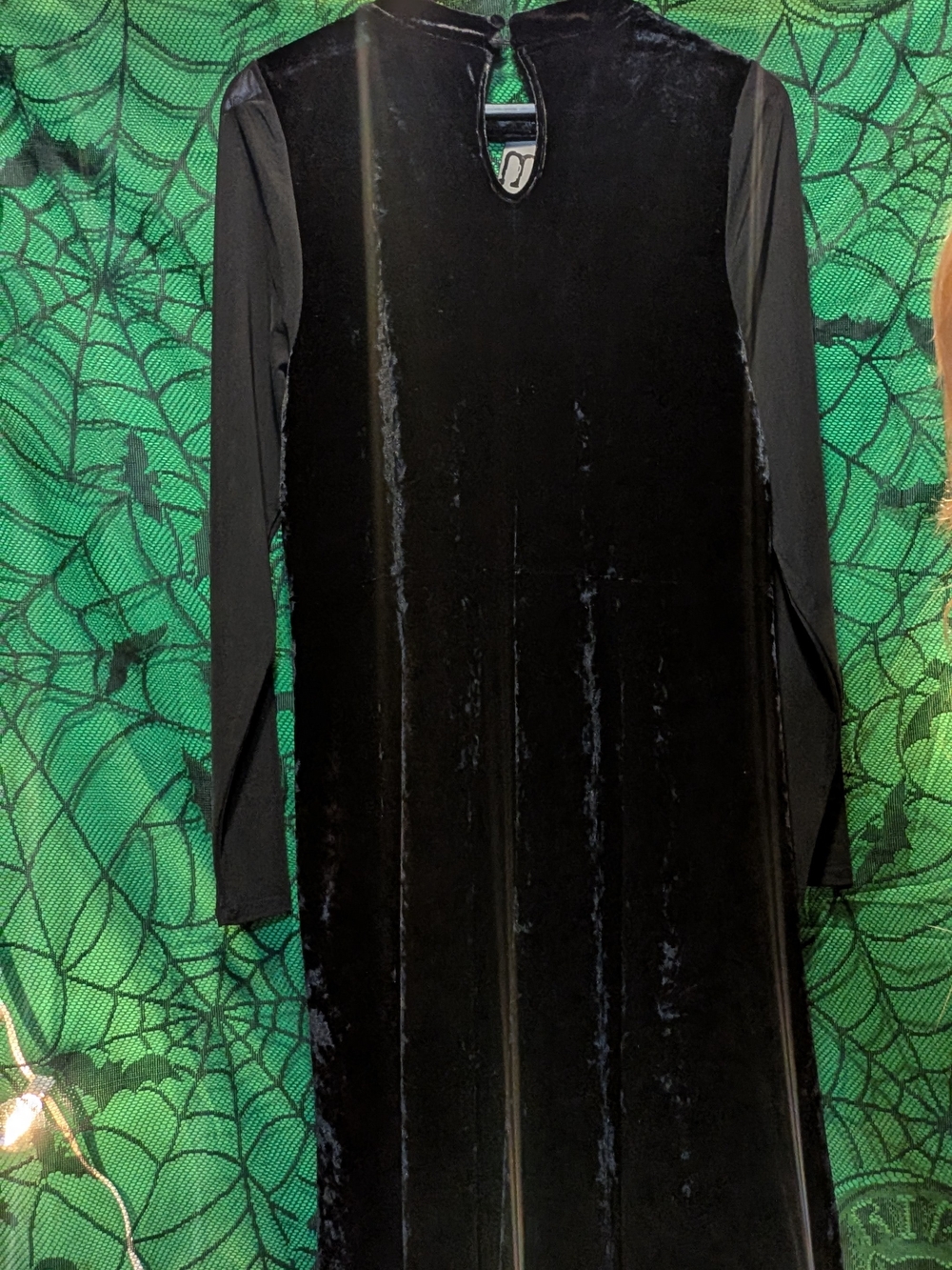 Black Velvet Long Sleeve Midi Dress